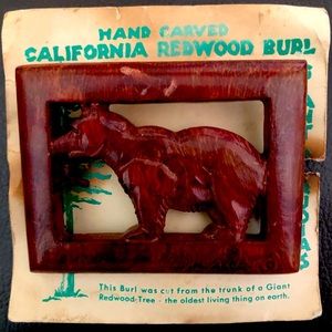SOLD!!! Vintage Redwood Burl Accessory Hand-carved Bear